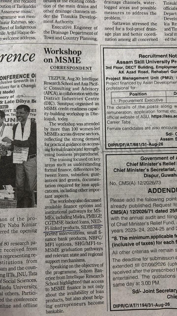Press coverage: Tezpur edition, 30 August 2026